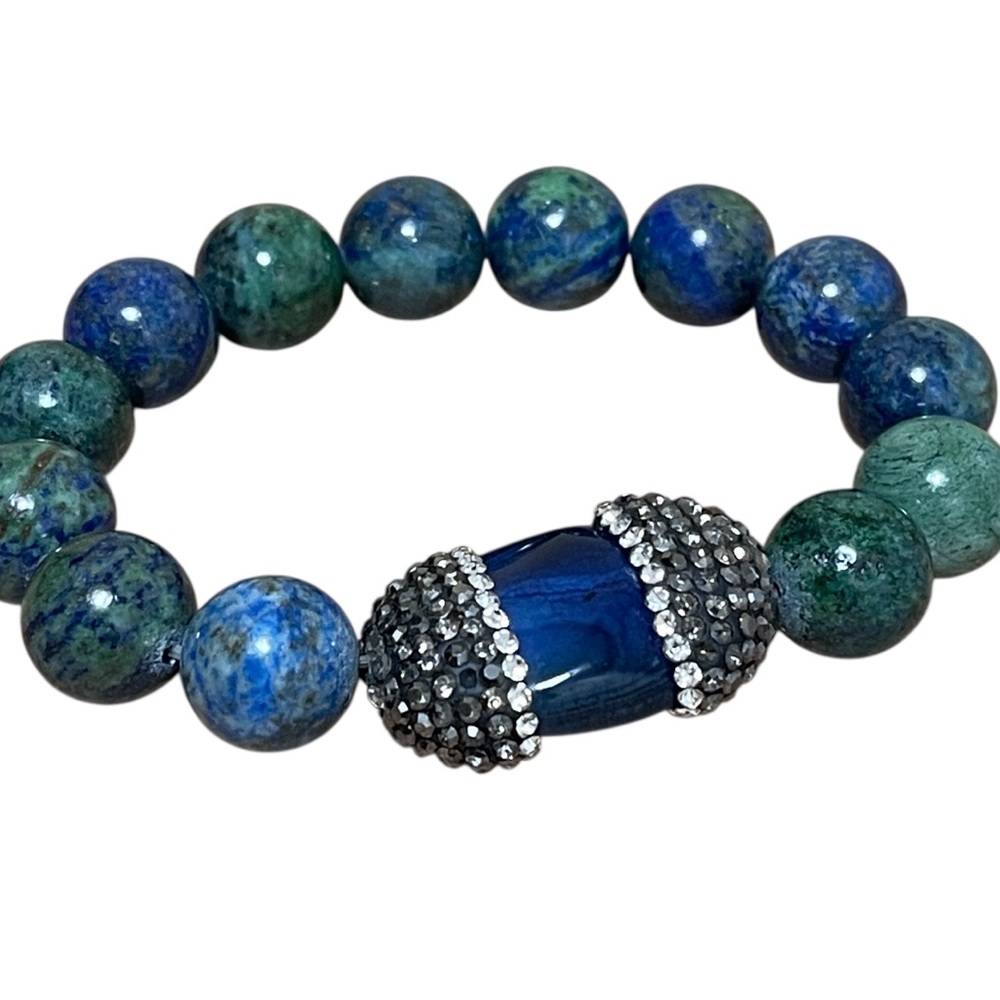 FASHION JEWELRY FINE ART+ARTISAN BRACELET LAPIS LAZULI NATURAL ELASTIC WOMENS